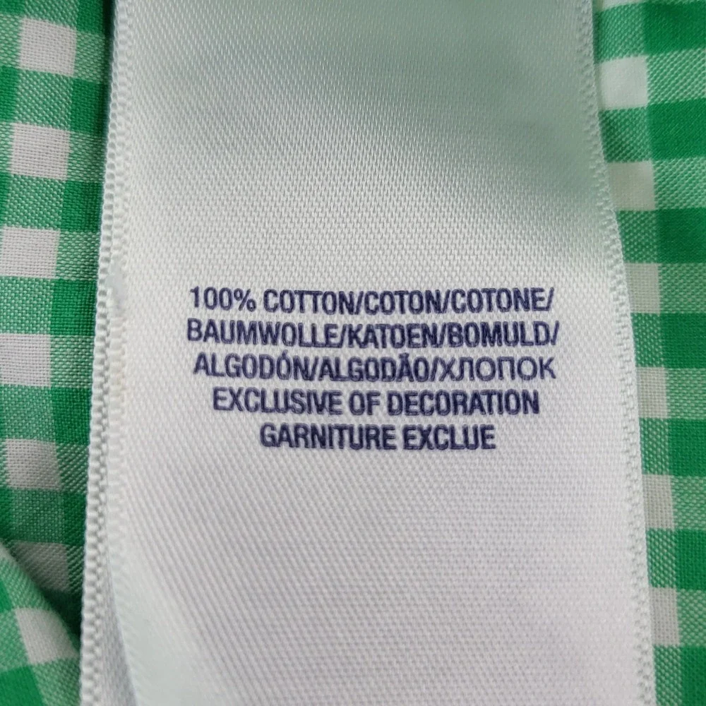 Ralph Lauren Kids Green Gingham Short Sleeve Button Down Shirt Size M 10-12